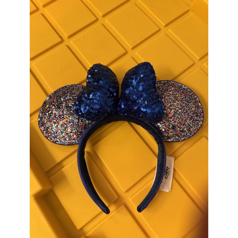 Disney Parks 2020 Minnie Mouse Ears Blue Sequin Bow Headband Sparkles Mickey